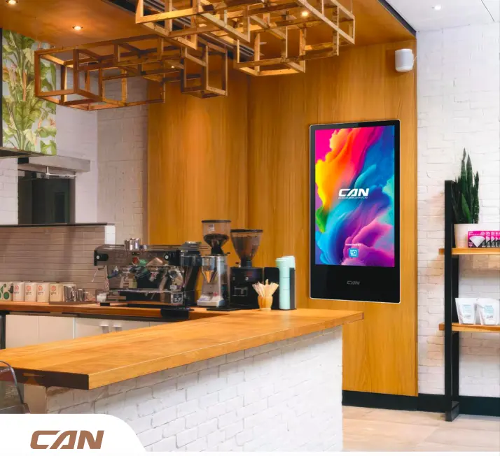 CANMount 43” Wall-Mounted LED Digital Signage Display with Inbuilt Editor, Toughened Glass, 12W Audio